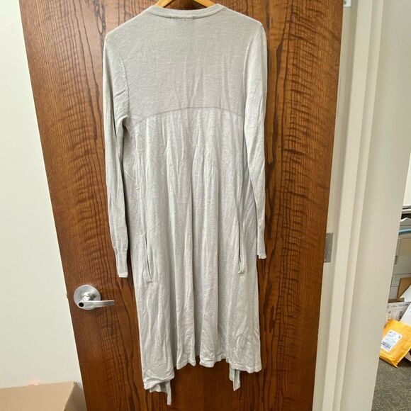 Chelsea & Theodore tan fine‎ knit long open front shawl collar cardigan sweater - Picture 7 of 8